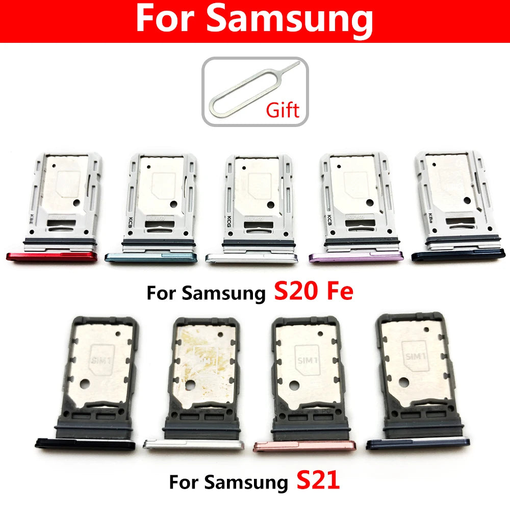 New For Samsung S21 S20 Plus Ultra Fe Dual SIM Card Slot SD Card Tray Holder Adapter Replacement Spare Parts Samsung phone repair parts