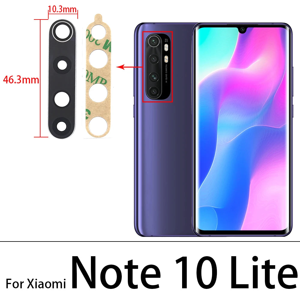 2Pcs Camera Glass For Xiaomi Mi 9 Lite Se Mi10 11 10T Pro Note 10 Lite Poco X3 F3 9C Rear Back Camera glass Lens With Adhesive Xiaomi  Xiao mi phone repair parts
