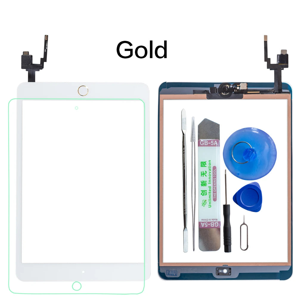High Quality For iPad mini 3 Touch Screen Assembly Panel With Home Button And IC Connector A1599 A1600 +Tools+Tempered Glass  iPad repair parts