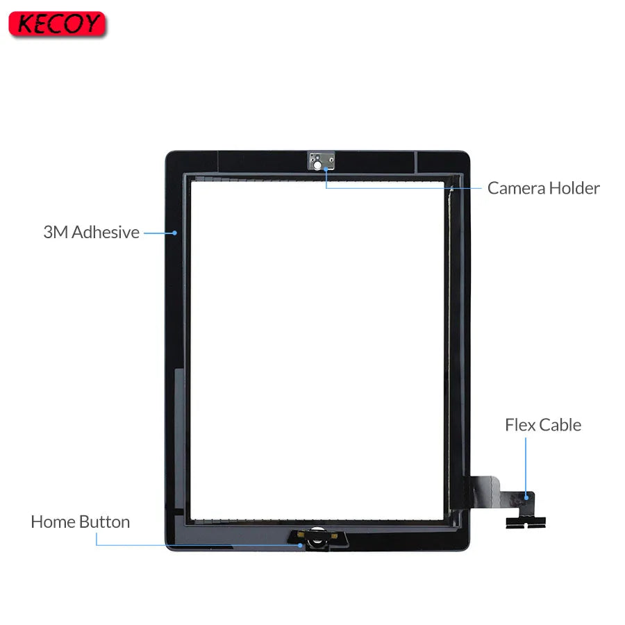 1Pcs For iPad 2 A1395 A1396 A1397 Display Touch screen Digitizer Panels Replacement Touchscreen Sensor Glass With Button + Tools  iPad repair parts