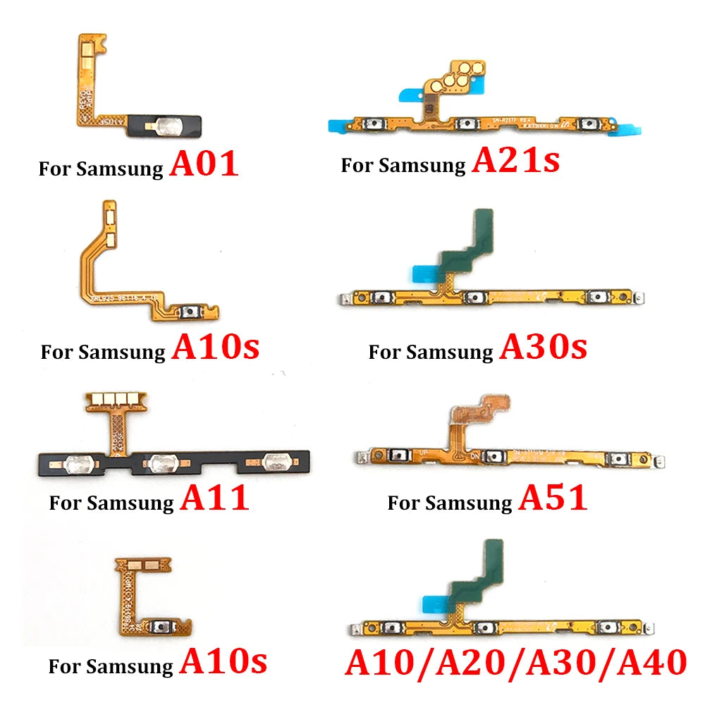10Pcs For Samsung A10 A20 A30 A50 A70 A01 A11 A10s A20s A21s A30s A51 A21 A31 A71 Power On Off Volume Side Button Key Flex Cable   Samsung phone repair parts