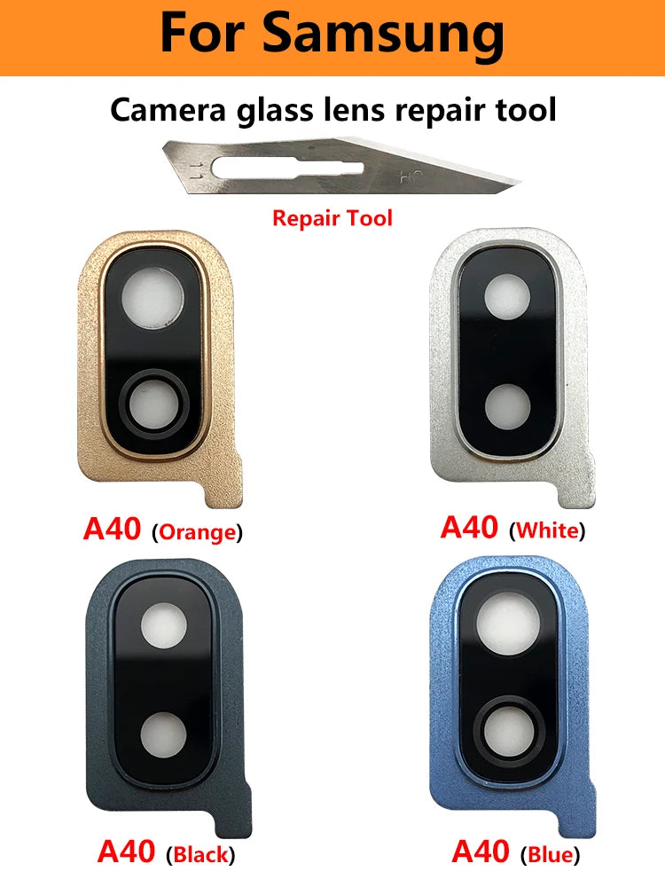 New Housing Back Rear Camera Glass Lens With Cover Frame Holder For Samsung A10 A20 A30 A40 A50 A70 A105F A205F A305F A505F A705 Samsung phone repair parts