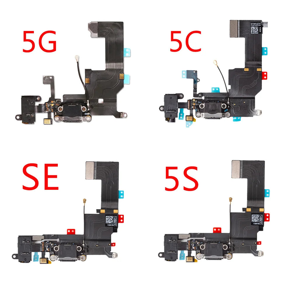 For iPhone 6G 6 6S Plus 5G 5C 5S SE Charging Port Dock Connector Headphone Audio Jack+ Microphone Flex Cable Replacement iPhone phone repair parts