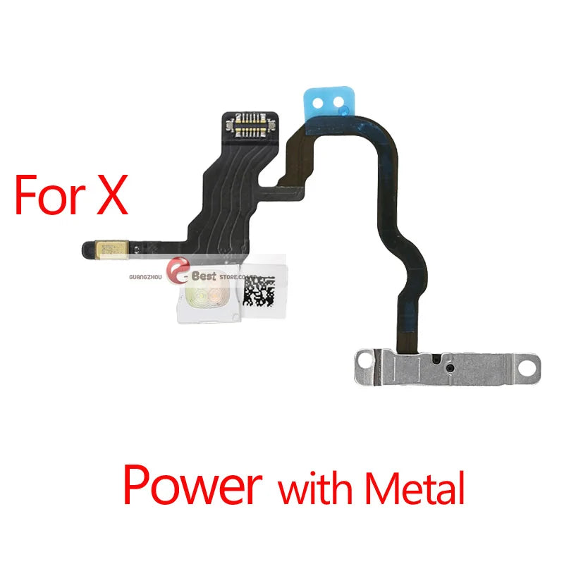 Power Flex For iPhone 5G SE 6 6s 7 8 Plus 7G 8G 6G X XR XS MAX Mute & Volume Button Switch Key Power Flex Cable With Metal Parts iPhone phone repair parts