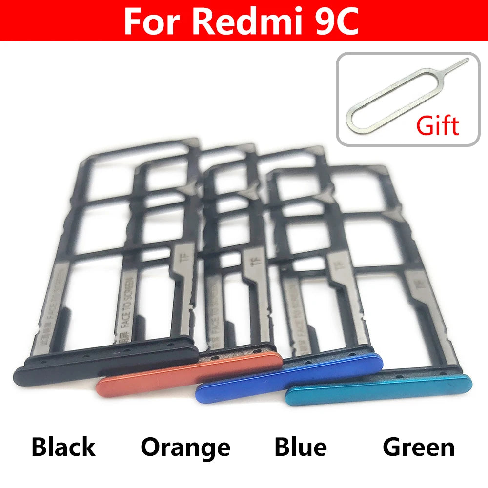 10Pcs/Lot, SIM Card Tray Slot Holder For Xiaomi Redmi 9 9A 9C 9T Replacement Parts Black Blue Green Yellow Orange  Xiaomi  Xiao mi phone repair parts