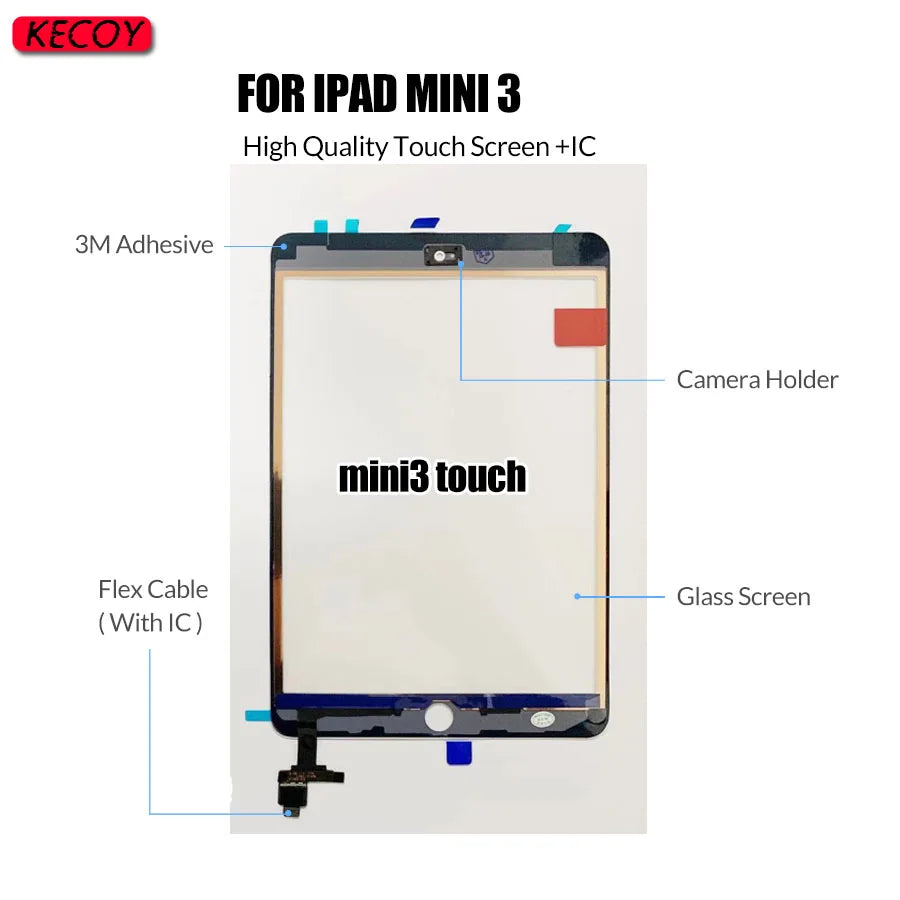 1Pcs Original Touchscreen For iPad Mini3 Touch Screen Front Glass Digitizer +IC Conector A1599 A1600 A1601 Panel  iPad repair parts