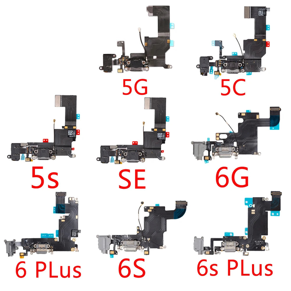 For iPhone 6G 6 6S Plus 5G 5C 5S SE Charging Port Dock Connector Headphone Audio Jack+ Microphone Flex Cable Replacement iPhone phone repair parts