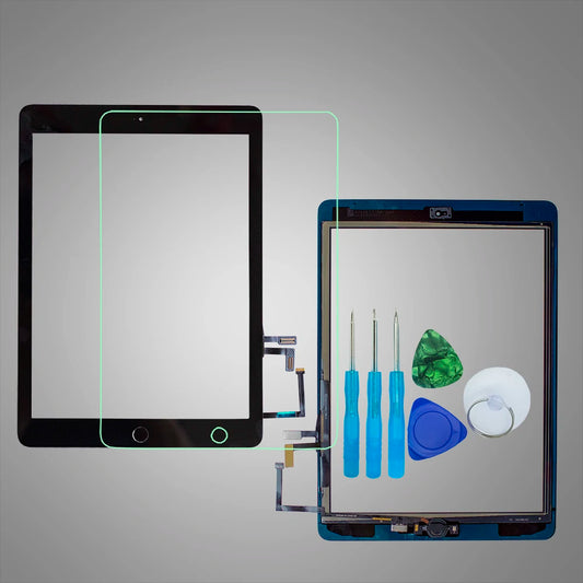 HuaSha New 2017 Year A1822 A1823 Touch Screen For iPad Digitizer Outer LCD Panel Front Glass With Sticker+Tempered Glass+Tools iPad tablet repair parts