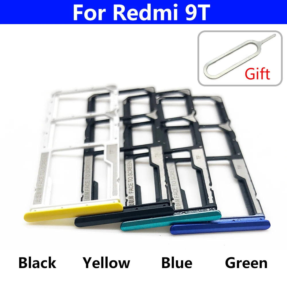 10Pcs/Lot, SIM Card Tray Slot Holder For Xiaomi Redmi 9 9A 9C 9T Replacement Parts Black Blue Green Yellow Orange  Xiaomi  Xiao mi phone repair parts