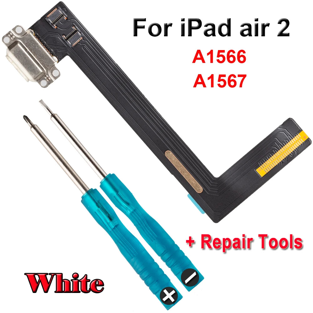 Charging Port Flex Screws For iPad 6 Air 2 A1566 A1567 USB Charger Port Dock Connector Plug Socket Jack Ribbon Replacement Parts iPad tablet repair parts