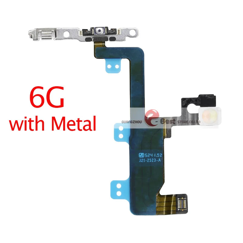 Power Flex For iPhone 5G SE 6 6s 7 8 Plus 7G 8G 6G X XR XS MAX Mute & Volume Button Switch Key Power Flex Cable With Metal Parts iPhone phone repair parts