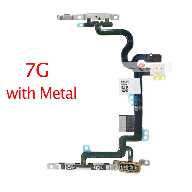 Power Flex For iPhone 5G SE 6 6s 7 8 Plus 7G 8G 6G X XR XS MAX Mute & Volume Button Switch Key Power Flex Cable With Metal Parts iPhone phone repair parts