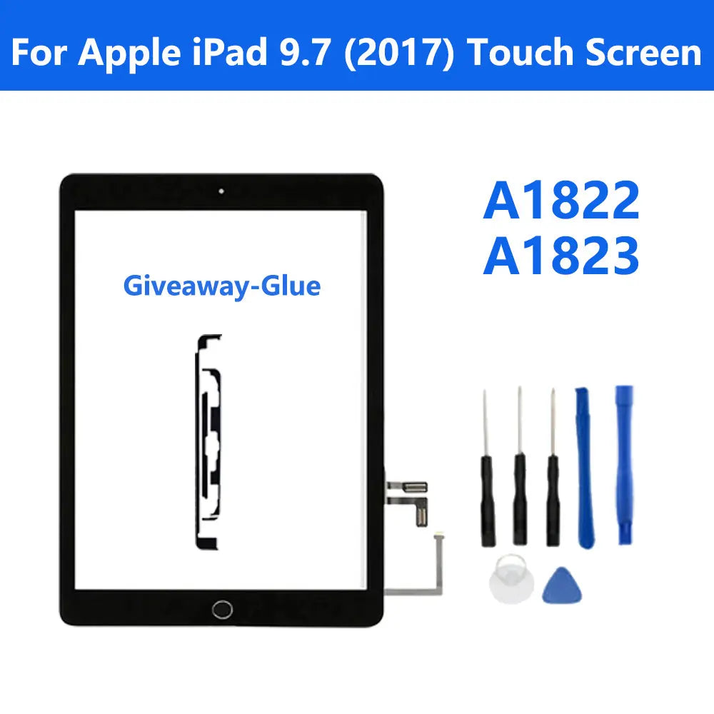 A1822 Touch Screen For iPad 5 2017 A1823 Touch Screen For iPad 5th Generation Touch Panel Digitizer Front Glass With Home Button  iPad repair parts