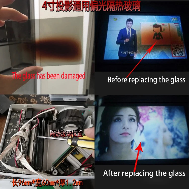 Vankyo Leisure 3 HD Projector DIY Led Insulating Polarizing Glass heat resistant For Protect LCD Screen Panel Glass Yellows Other Brand tablet repair parts