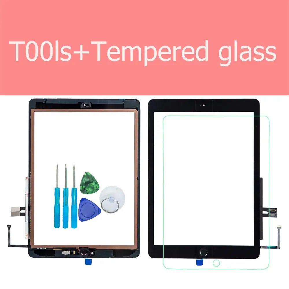 For iPad 6th 2018 A1893 A1954  Touch Screen Glass Assembly Replacement + Home Button+Opening Tools+Tempered Glass iPad tablet repair parts