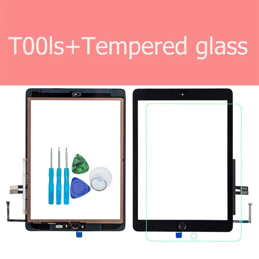 For iPad 6th 2018 A1893 A1954  Touch Screen Glass Assembly Replacement + Home Button+Opening Tools+Tempered Glass iPad tablet repair parts