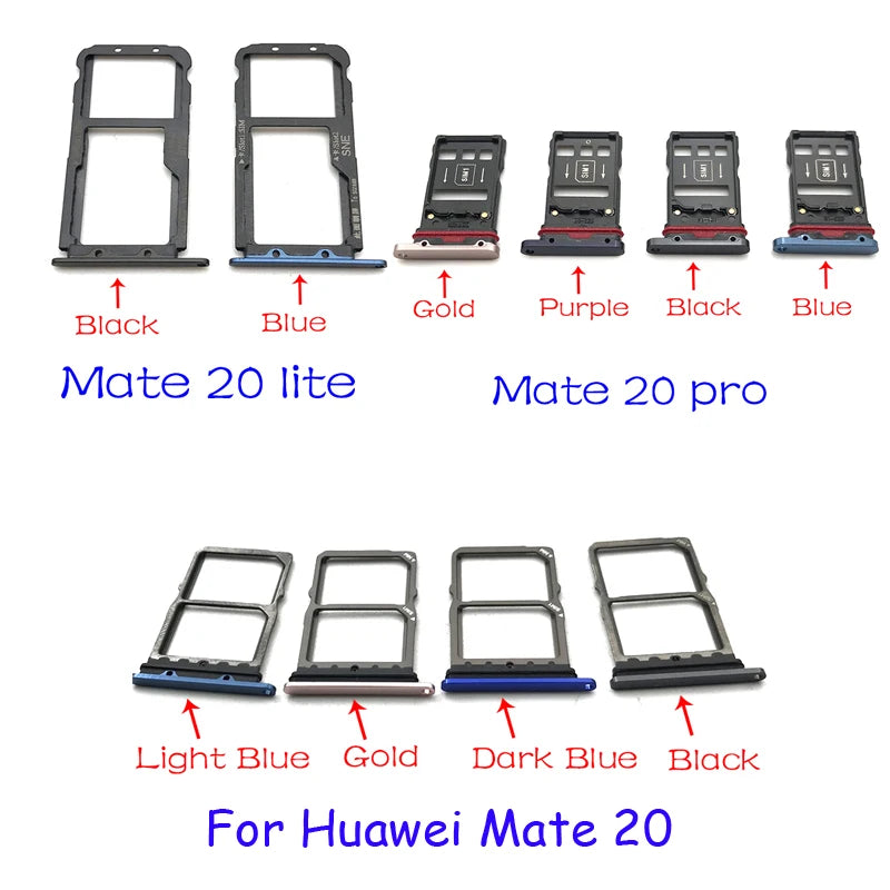 For Huawei Mate 20 Lite 30 Pro X 20X Micro Nano SIM Card Holder Tray Slot Holder Adapter Socket Huawei phone repair parts