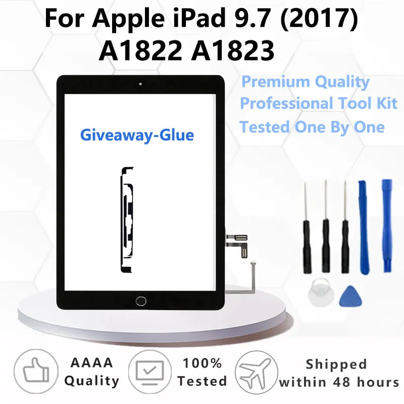 A1822 Touch Screen For iPad 5 2017 A1823 Touch Screen For iPad 5th Generation Touch Panel Digitizer Front Glass With Home Button  iPad repair parts