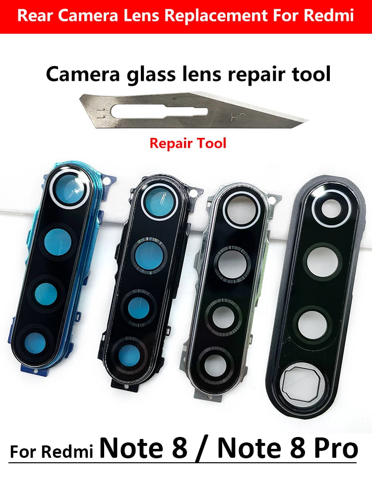 New For Xiaomi Redmi Note 8 / Note 8 Pro Back Rear Camera Glass Lens Frame Cover With Adhensive Xiaomi  Xiao mi phone repair parts