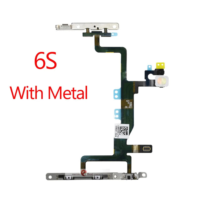 Power Flex For iPhone 5G SE 6 6s 7 8 Plus 7G 8G 6G X XR XS MAX Mute & Volume Button Switch Key Power Flex Cable With Metal Parts iPhone phone repair parts