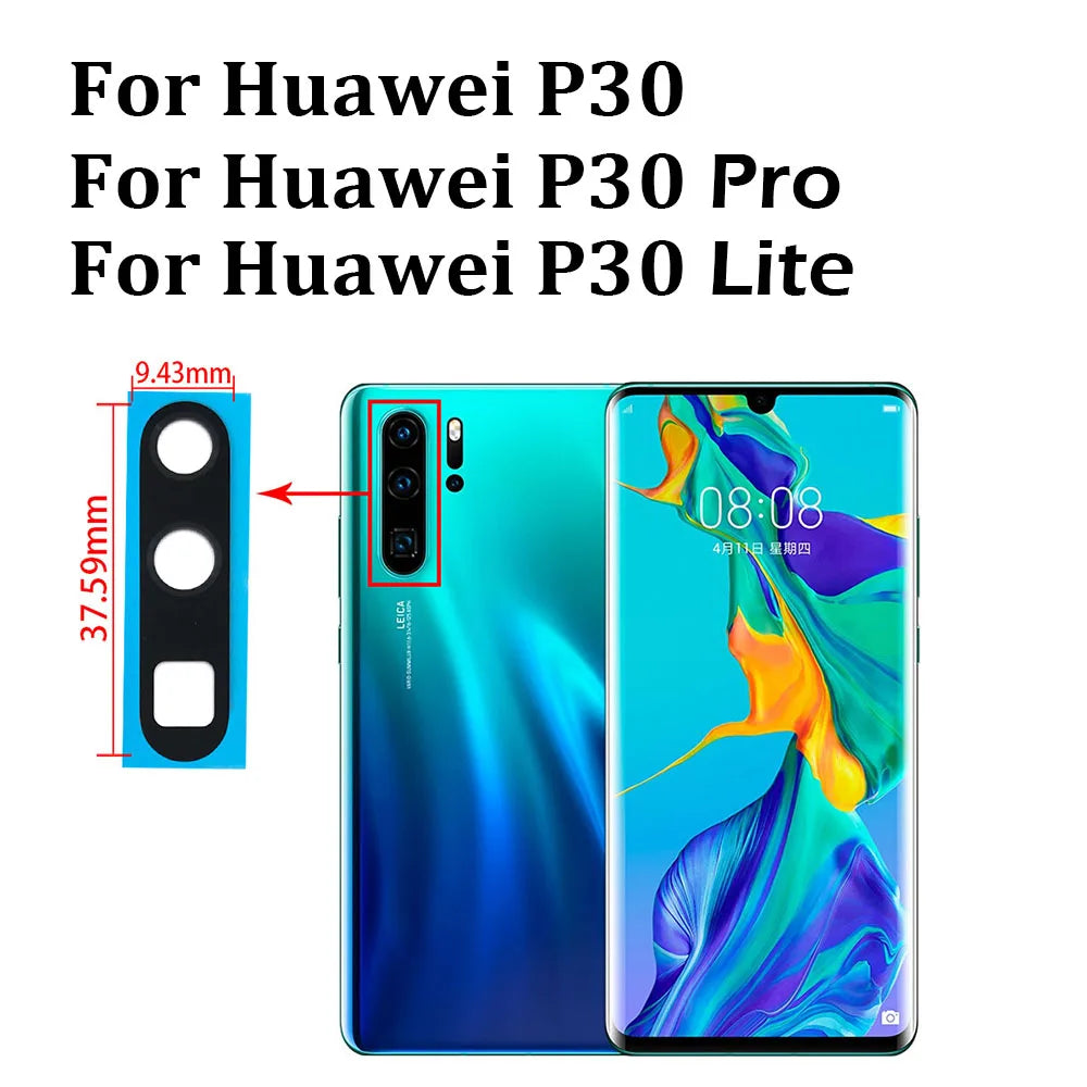 10Pcs/lot,  Back Rear Camera Glass Lens Cover With Adhesive For Huawei P20 P30 P40 P50 Pro Lite E 5G Huawei phone repair parts