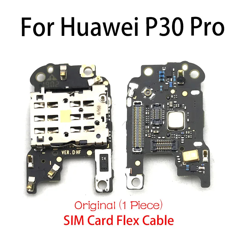 1Pcs SIM Slot Socket Holder Connector Card Reader Board Flex Cable + Microphone Flex Cable For Huawei Mate 10 20 P20 P30 Pro Huawei phone repair parts