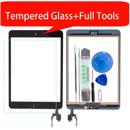 High Quality For iPad mini 3 Touch Screen Assembly Panel With Home Button And IC Connector A1599 A1600 +Tools+Tempered Glass  iPad repair parts