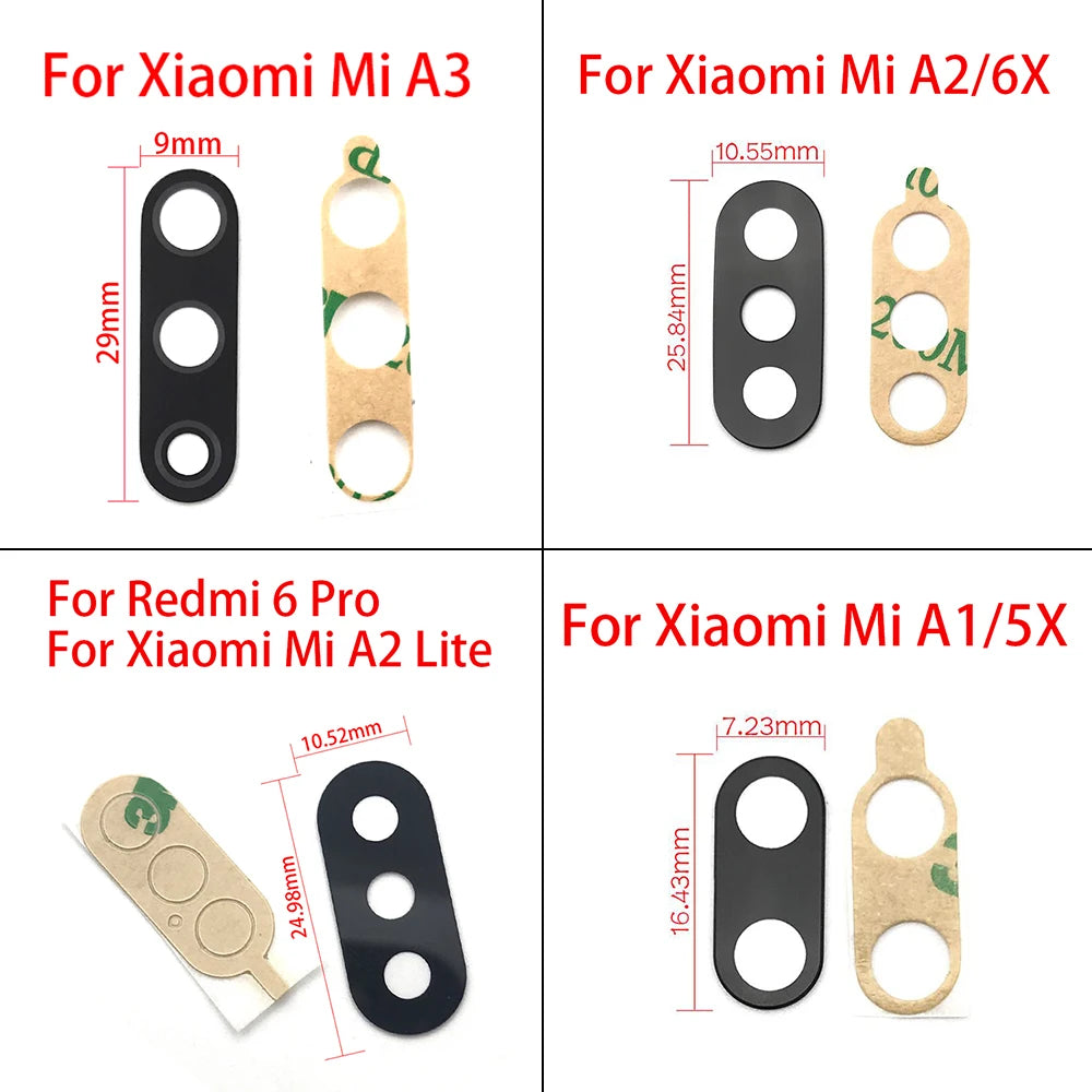 2Pcs/Lot, Rear Back Camera Glass Lens Cover For Xiaomi Mi A3 With Sticker Adhesive For Xiaomi Mi A1 A2 Lite Replacement Parts Xiaomi  Xiao mi phone repair parts