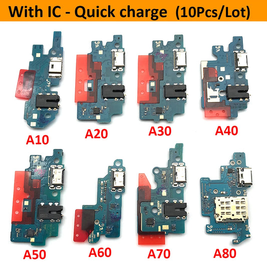 10Pcs USB Charging Dock Connector Board Flex Cable For Samsung A80 A70 A50 A40 A30 A20 A10 A11 A01 A21s A31 A51 A71 A30s A50s Samsung phone repair parts