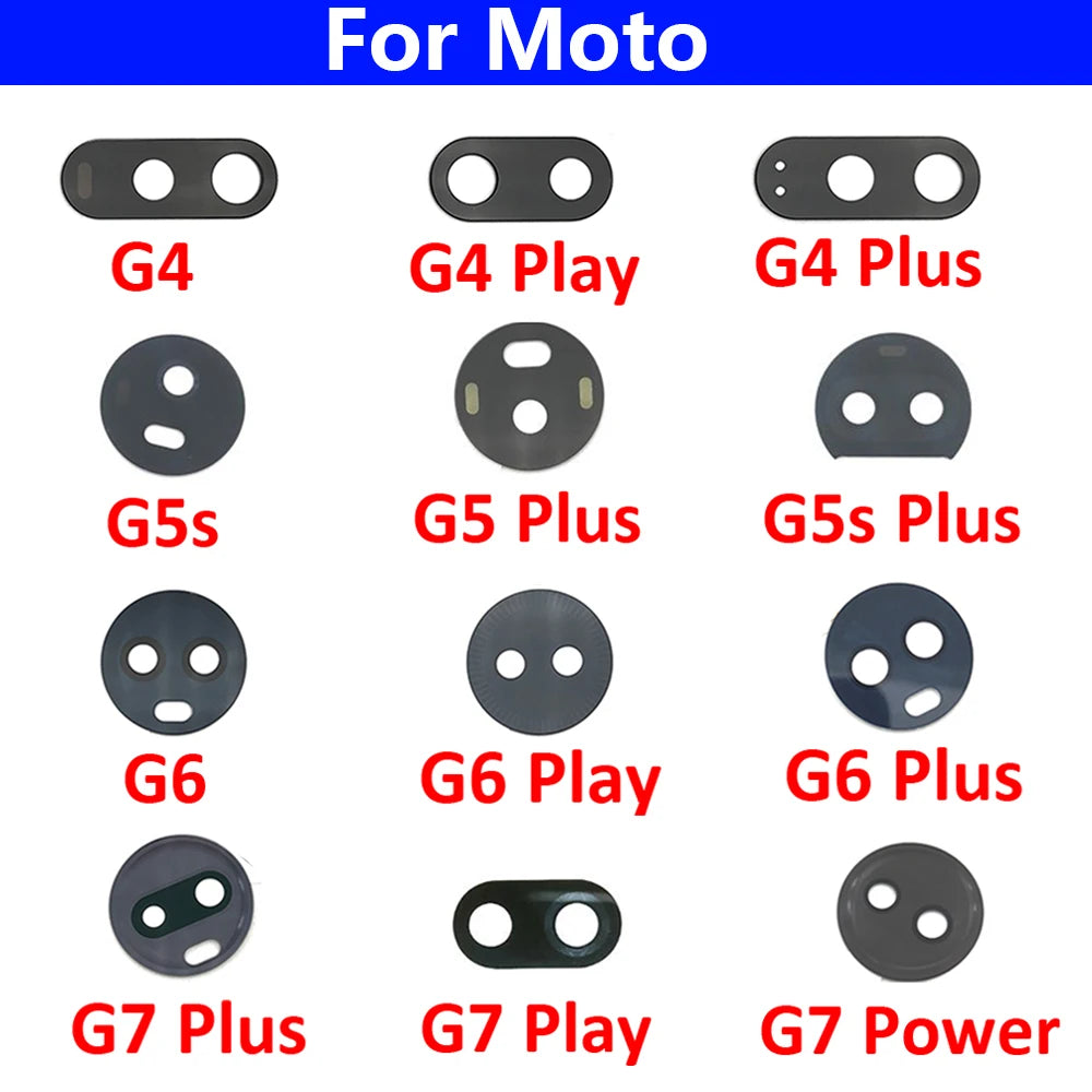 New For Motorola Moto G4 G5 G5s G6 G7 Play Plus Power Back Rear Camera Glass Lens With Sticker Replacement Motorola phone repair parts