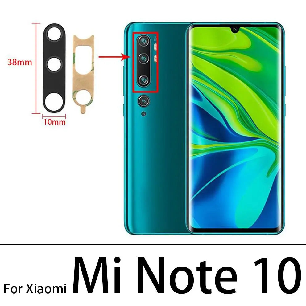 2Pcs Camera Glass For Xiaomi Mi 9 Lite Se Mi10 11 10T Pro Note 10 Lite Poco X3 F3 9C Rear Back Camera glass Lens With Adhesive Xiaomi  Xiao mi phone repair parts
