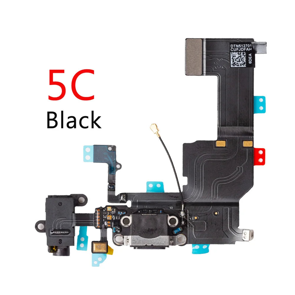 For iPhone 6G 6 6S Plus 5G 5C 5S SE Charging Port Dock Connector Headphone Audio Jack+ Microphone Flex Cable Replacement iPhone phone repair parts
