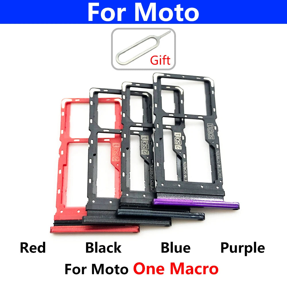 New SiM Tray For Motorola Moto One Macro Action Zoom Hyper Fusion Plus SIM Card Slot SD Card Tray Holder Adapter Motorola phone repair parts