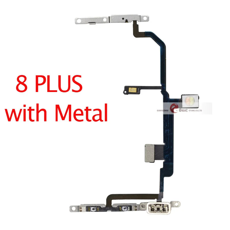 Power Flex For iPhone 5G SE 6 6s 7 8 Plus 7G 8G 6G X XR XS MAX Mute & Volume Button Switch Key Power Flex Cable With Metal Parts iPhone phone repair parts