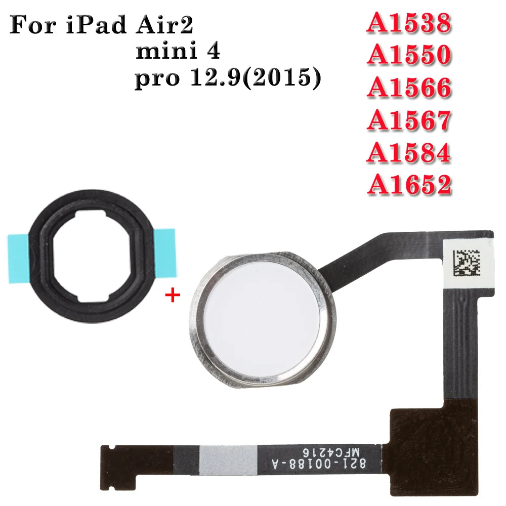 Home Button Flex Cable For iPad Mini 4  Air 2 pro 12.9 2015 A1538 A1550 A1566 A1567 A1584 A1652 Home Button + Plastic Gasket  iPad tablet repair parts