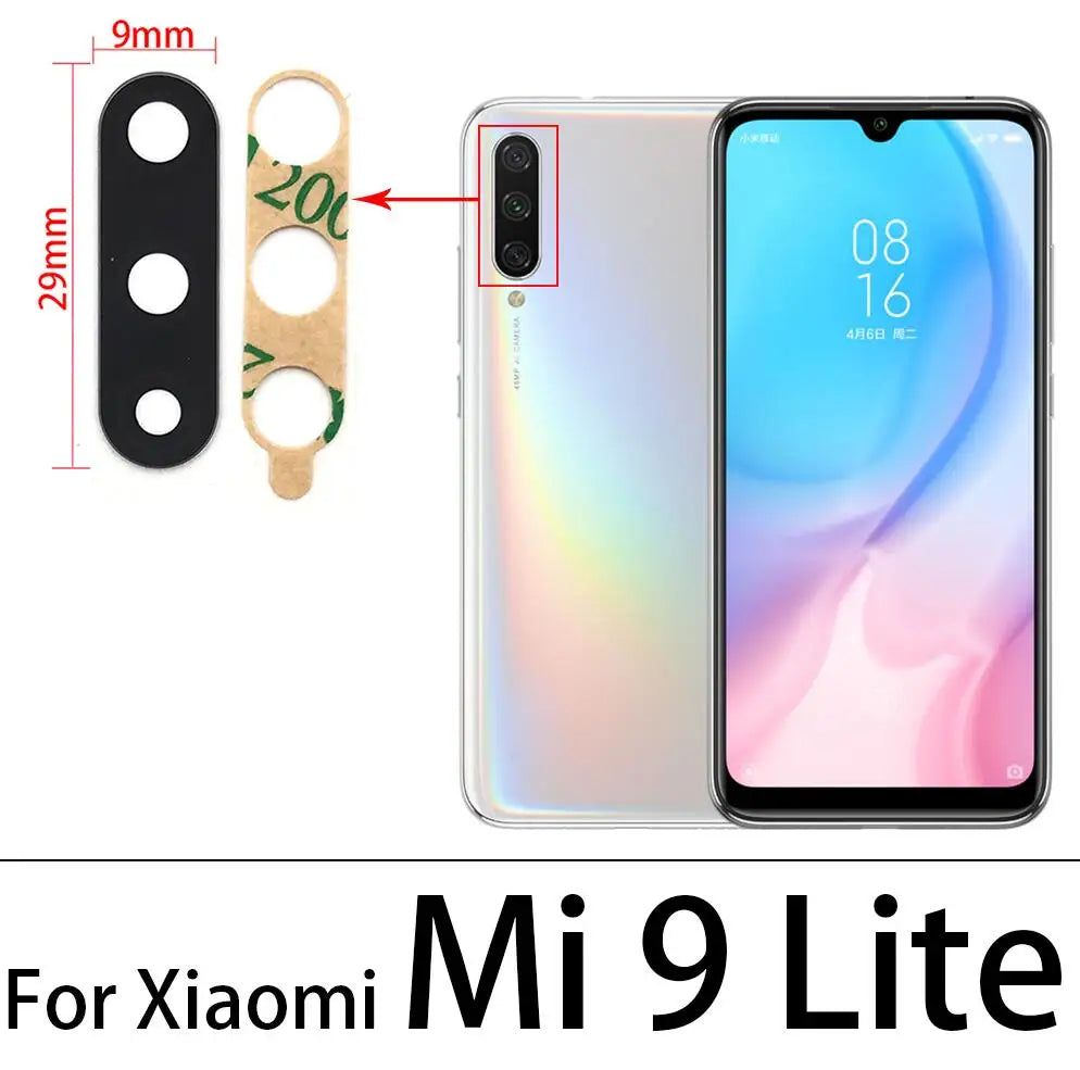 2Pcs Camera Glass For Xiaomi Mi 9 Lite Se Mi10 11 10T Pro Note 10 Lite Poco X3 F3 9C Rear Back Camera glass Lens With Adhesive Xiaomi  Xiao mi phone repair parts
