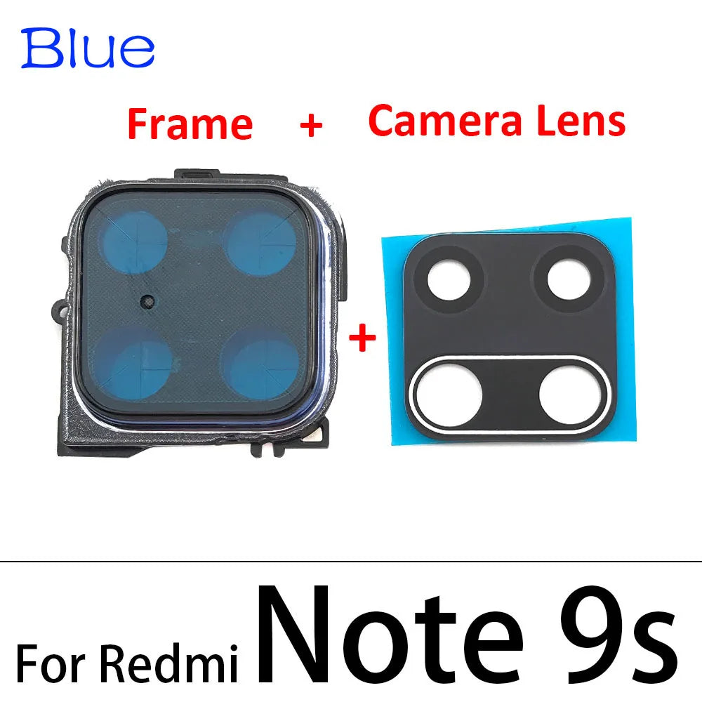New Rear Camera Glass Lens Cover With Frame Holder For Xiaomi Redmi Note 9S 9 Pro with Sticker Replacement Parts Xiaomi  Xiao mi phone repair parts