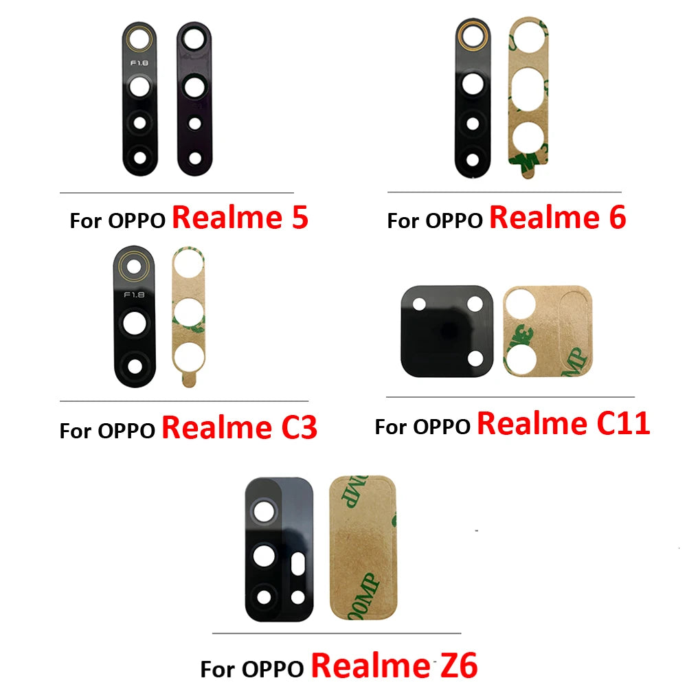 10Pcs/Lot, Rear Back Camera Glass Lens For Oppo Realme 5 6 C3 C11 Z6 With Adhesive Sticker Realme phone repair parts