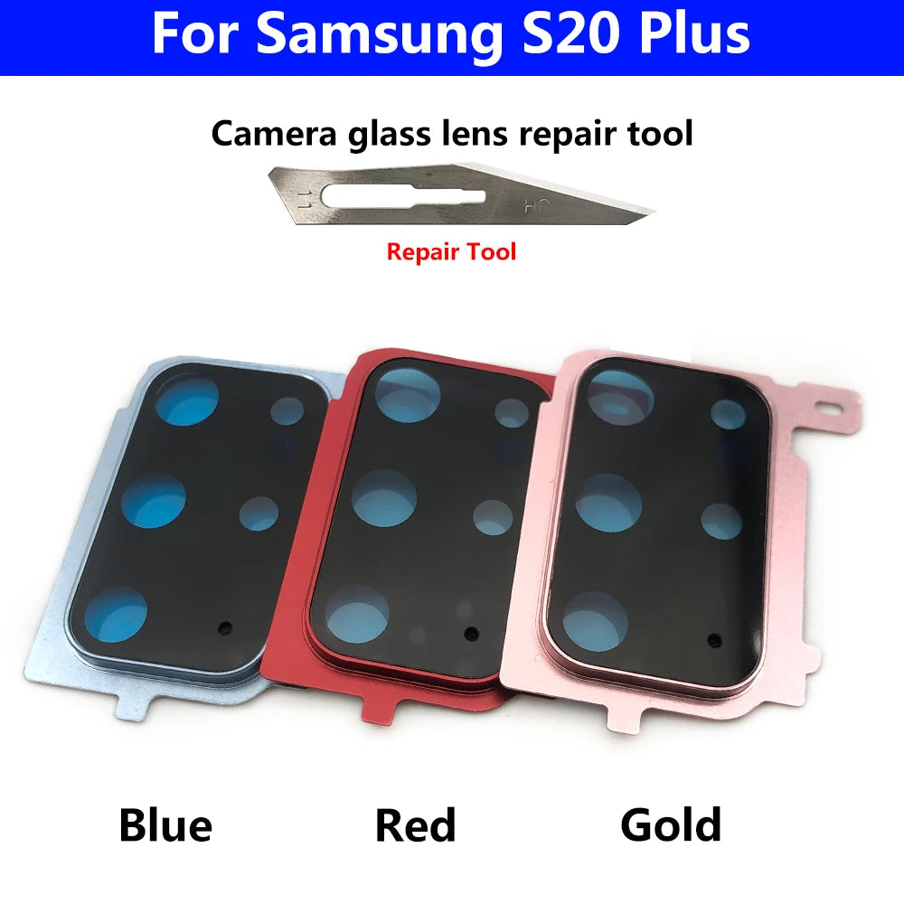 10Pcs/Lot, Rear Camera Glass Lens Back Camera Glass Cover Frame For Samsung S20 Plus S20 Ultra Replacement Parts Samsung phone repair parts