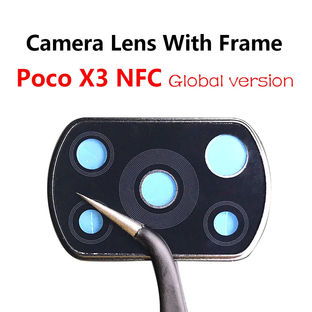 10Pcs, For Xiaomi Mi Poco X3 NFC Pro Camera Glass Lens Back Rear Camera Glass Lens With Frame Repair Parts  Xiaomi  Xiao mi phone repair parts