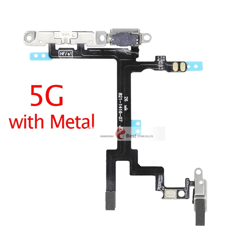 Power Flex For iPhone 5G SE 6 6s 7 8 Plus 7G 8G 6G X XR XS MAX Mute & Volume Button Switch Key Power Flex Cable With Metal Parts iPhone phone repair parts
