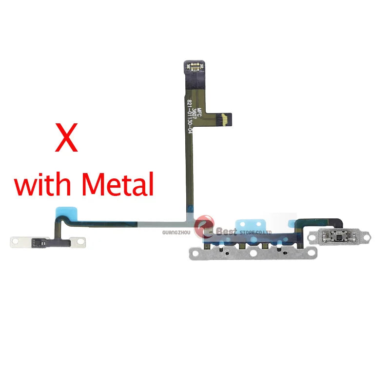 Power Flex For iPhone 5G SE 6 6s 7 8 Plus 7G 8G 6G X XR XS MAX Mute & Volume Button Switch Key Power Flex Cable With Metal Parts iPhone phone repair parts