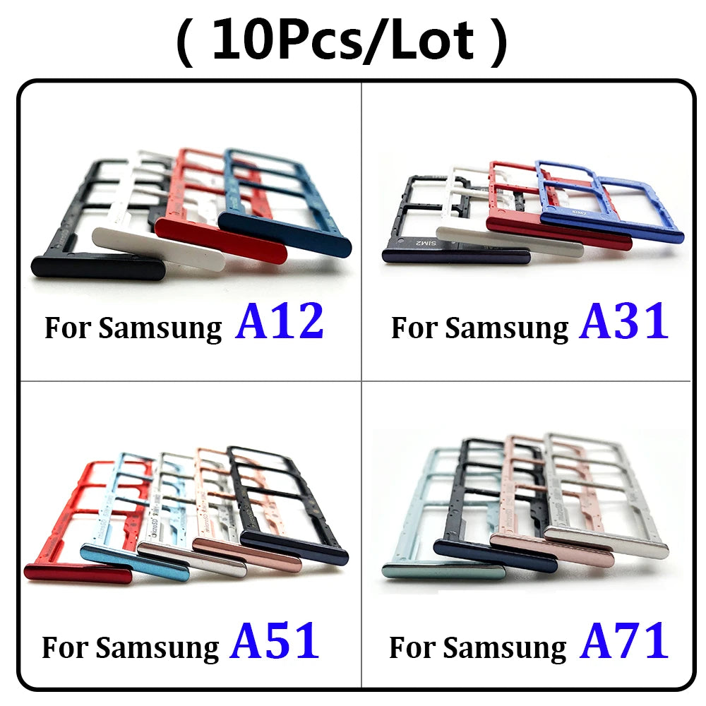 10Pcs/Lot,  For Samsung A12 A125F A31 A315F A51 A515F A71 A715F SIM Card Tray Slot Holder Replacement Parts Dual Samsung phone repair parts