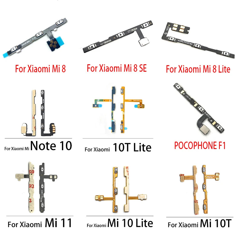 Power On Off Volume Side Button Key Flex Cable For Xiaomi Mi 8 9 se 11 Lite / Mi 9T 10T 10 Note 10 Pro Lite Replacement parts  Xiaomi  Xiao mi phone repair parts