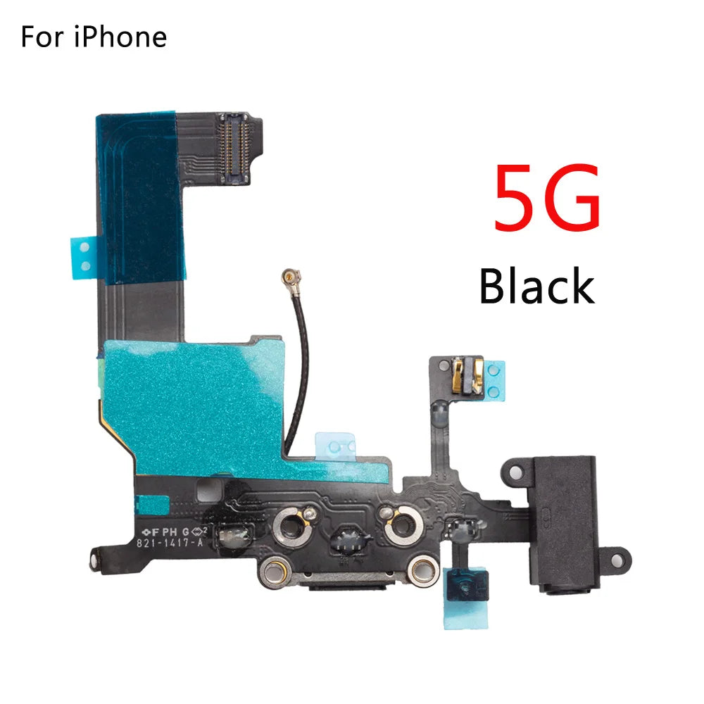 For iPhone 6G 6 6S Plus 5G 5C 5S SE Charging Port Dock Connector Headphone Audio Jack+ Microphone Flex Cable Replacement iPhone phone repair parts