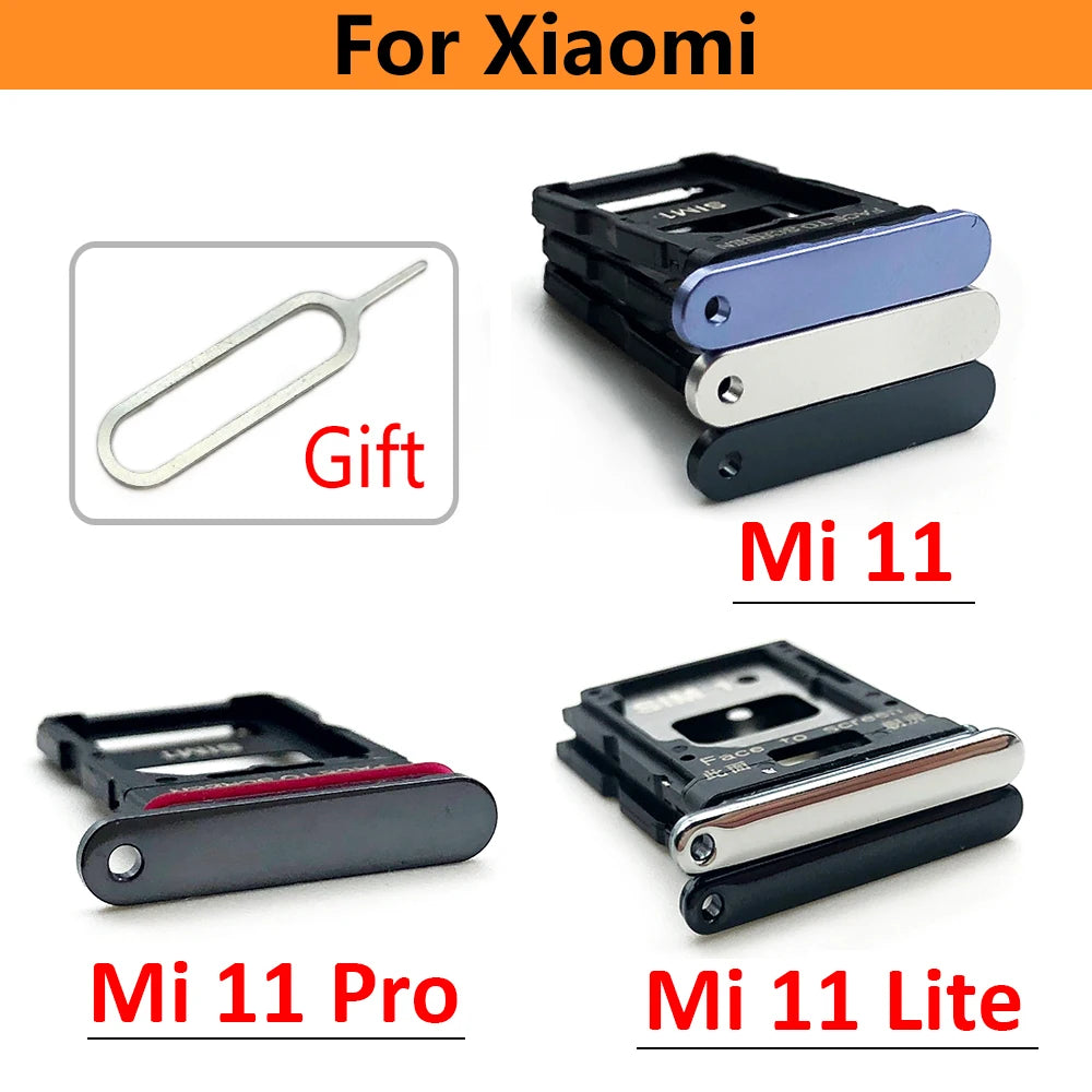New SIM Card Slot SD Card Tray Holder Adapter For Xiaomi Mi 11 11T Mi11 Pro Lite Replacement Parts Black Blue Silver Xiaomi  Xiao mi phone repair parts