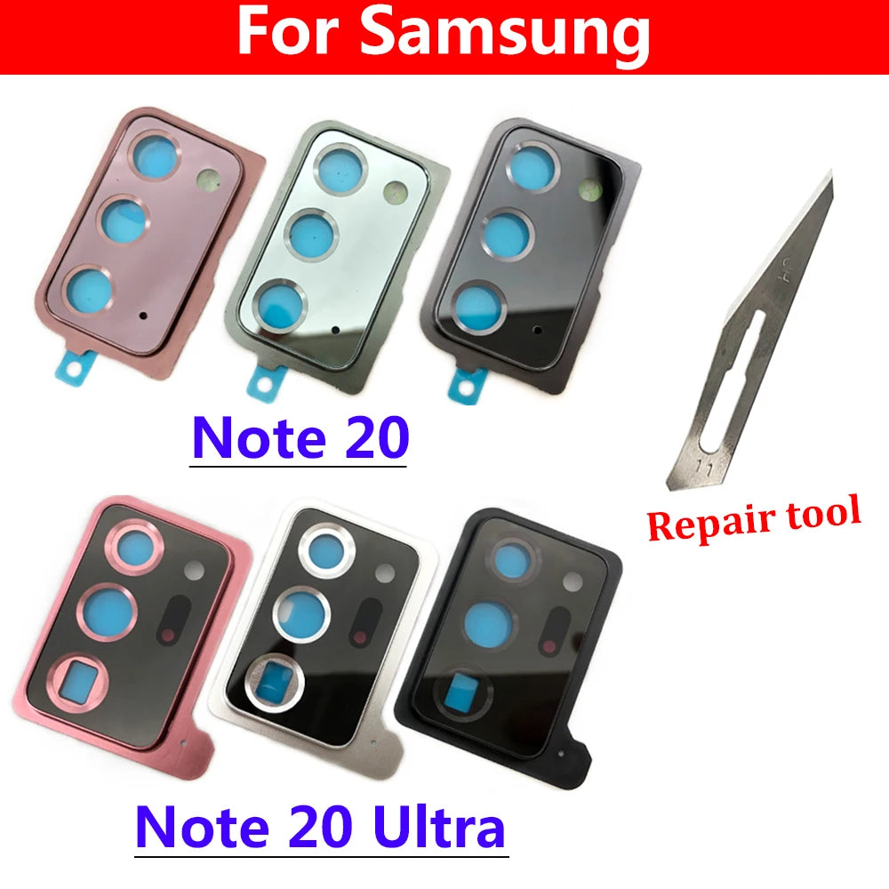 10Pcs, Back Rear Camera Glass Lens Circle Cover For Samsung Note 20 / Note 20 Ultra / Note 10 Plus / Note 10 Lite Adhensive Samsung phone repair parts