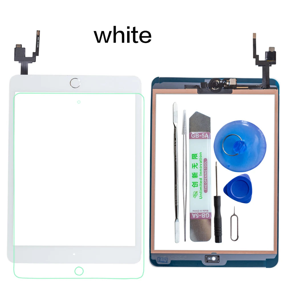 High Quality For iPad mini 3 Touch Screen Assembly Panel With Home Button And IC Connector A1599 A1600 +Tools+Tempered Glass  iPad repair parts