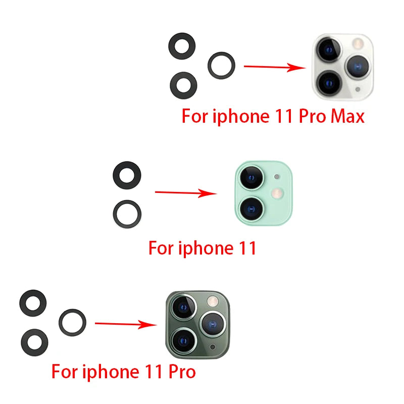 10Pcs, Camera Glass Lens Back Rear Camera Glass Lens For iPhone 11 12 13 14 15 16 17 Pro Max Plus Mini With Sticker Adhesive iPhone phone repair parts