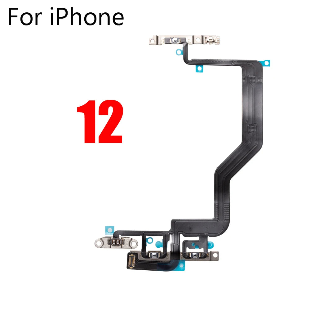 Power & Volume Buttons Key Switch Flex Cable With Metal Material For Iphone 11 12 Pro Max 12 mini X XS Max Replacement Parts iPhone phone repair parts